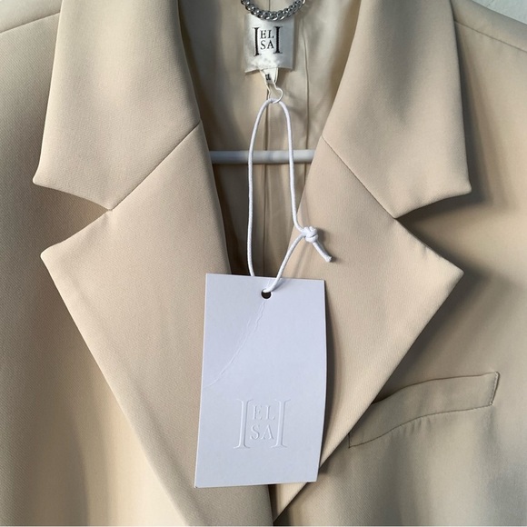 NWT Helsa Recycled Twill S Curve Jacket Blazer Fitted Hourglass Light Khaki Tan - Picture 12 of 14